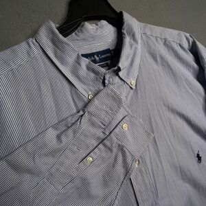 Ralph Lauren Classic Fit Blue Stripe Button Down Shirt‎ Mens 3XLT Tall